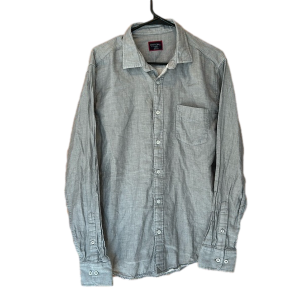 UNTUCKit Gray Slim Fit Valadige Long-Sleeve Cotton Button-Up Shirt #33980